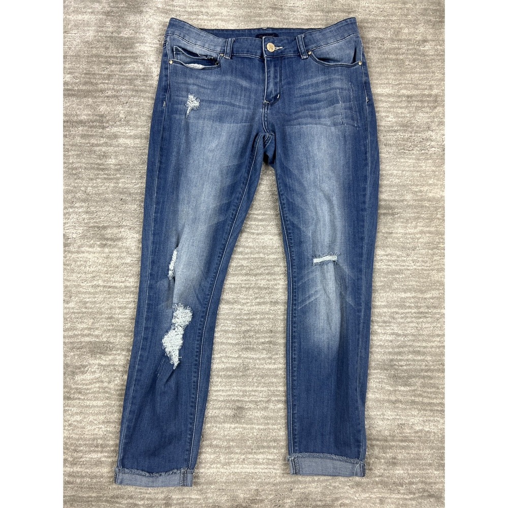 Red Camel Jeans Womens 11 Blue Distressed Skinny Frayed Hem‎ Mid Rise Denim